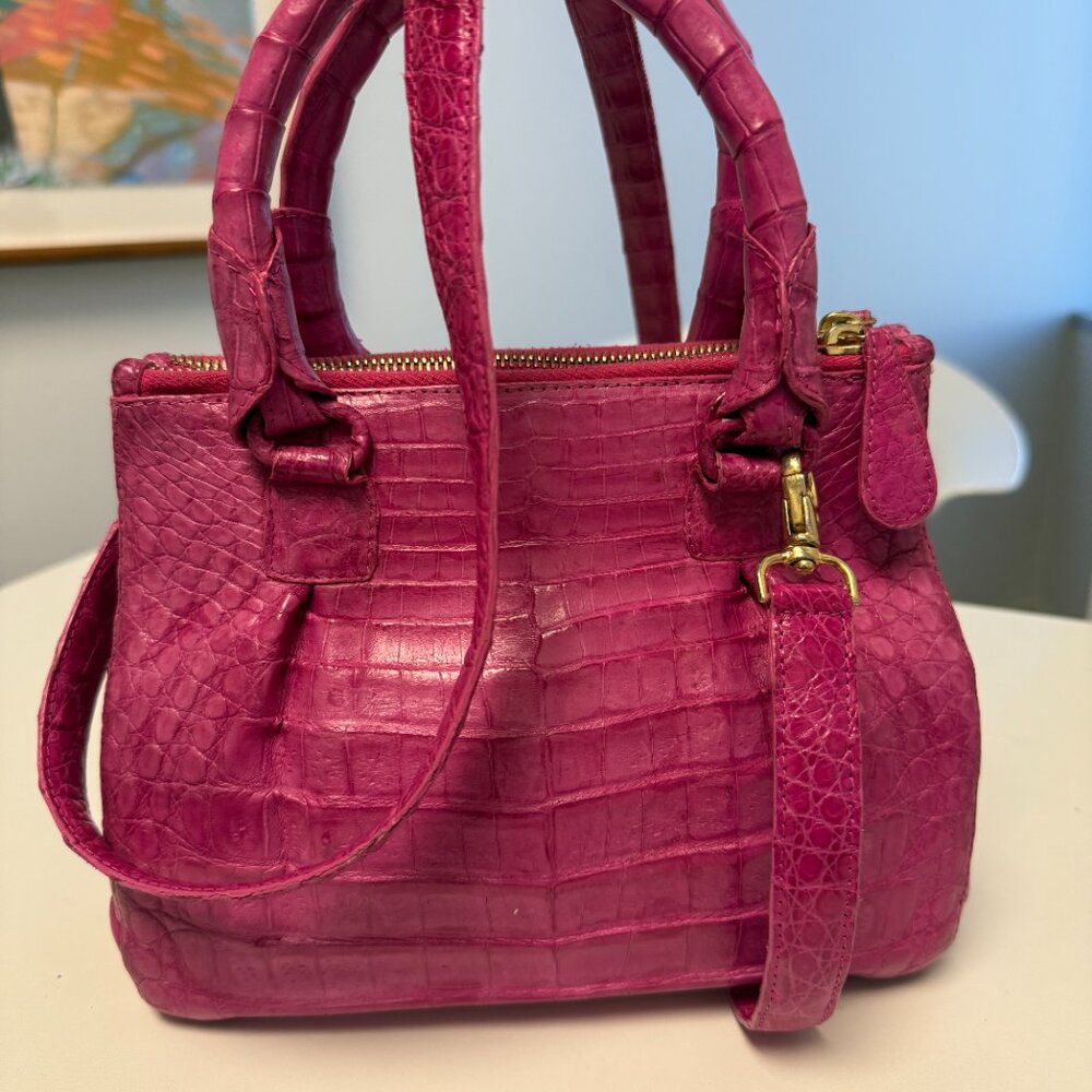 Nancy Gonzalez Pink Crocodile Leather Top Handle Satchel Bag — Brand Closed 2024 - Picture 6 of 7
